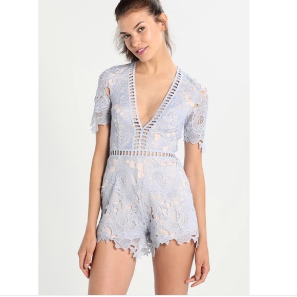 missguided white lace playsuit